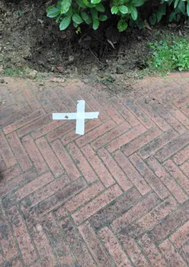 Individuata il punto preciso della perdita d'acqua occulta in giardino tubazione sotterranea di una casa a Forlì-Cesena.